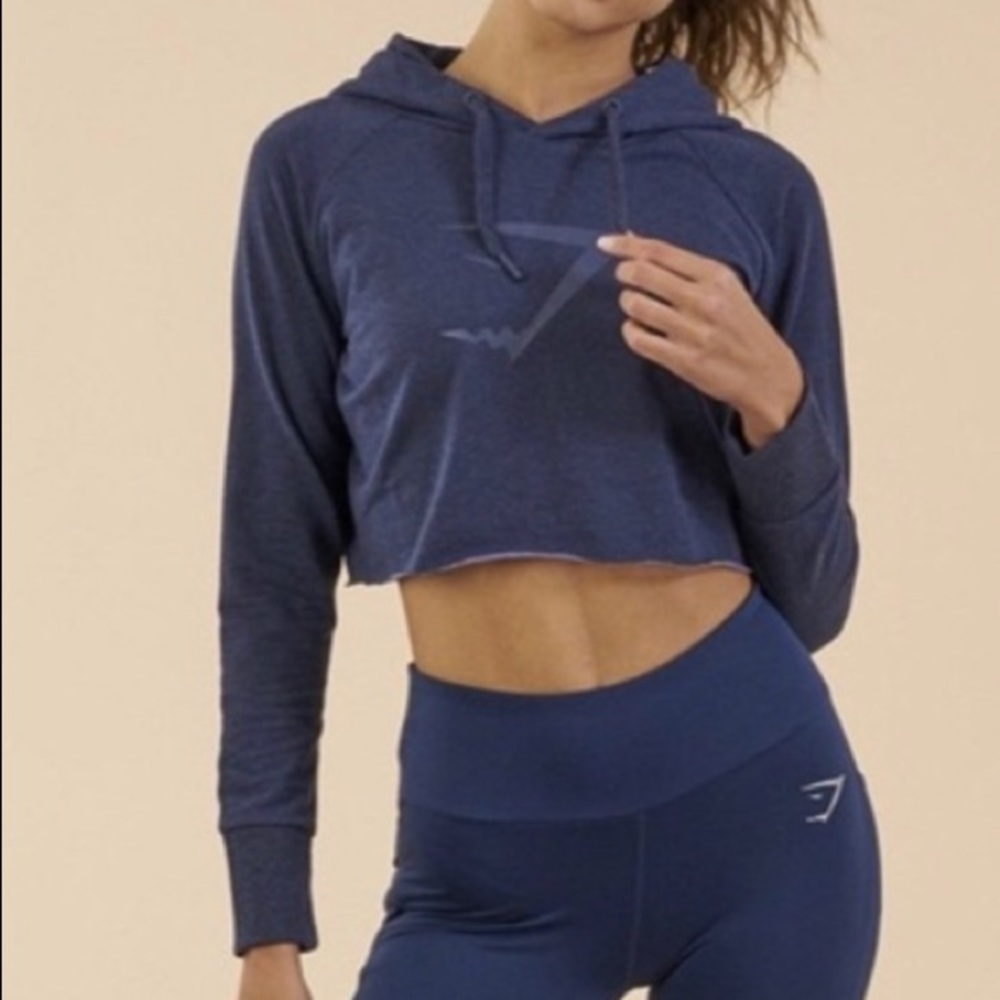 Navy Gymshark Cropped hoodie